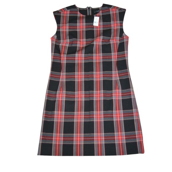 NWT Ann Taylor Plaid Shift Dress Black Red Preppy Holiday Coquette Size 10 Fall - Picture 7 of 10